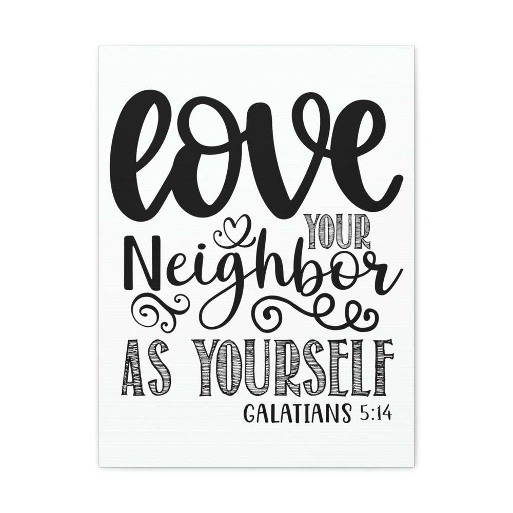Scripture Sign Love Your Neighbor Galatians 5:14 Heart Christian Wall Art Print